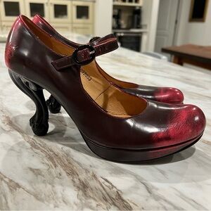 John Fleuvog Dark Pink Burgundy Mary Jane Heels Victorian Ball claw ELIZABETH